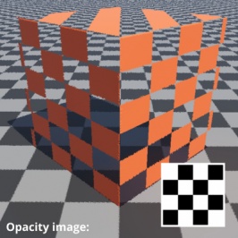 Checkerboard pattern image assigned to Opacity Image setting.