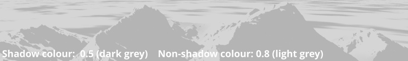 Shadow colour = dark grey, Non-shadow colour = light grey