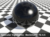 Specular highlights = Beckmann TG 4.5