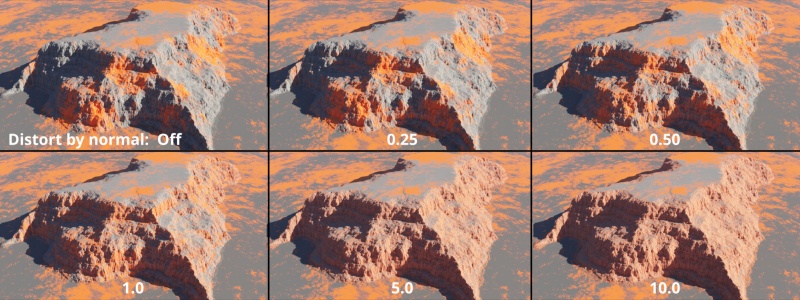 Distort by normal values from 0 - 10