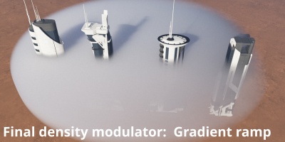 Distant shader assigned to Final density modulator as a gradient ramp.