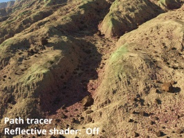 Path tracer render of terrain without Reflective shader.