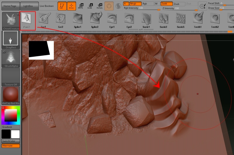 Chisel type brushes can add detail to a sculpt that would otherwise not be possible.