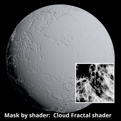 The MOLA data masked by a Cloud fractal shader.