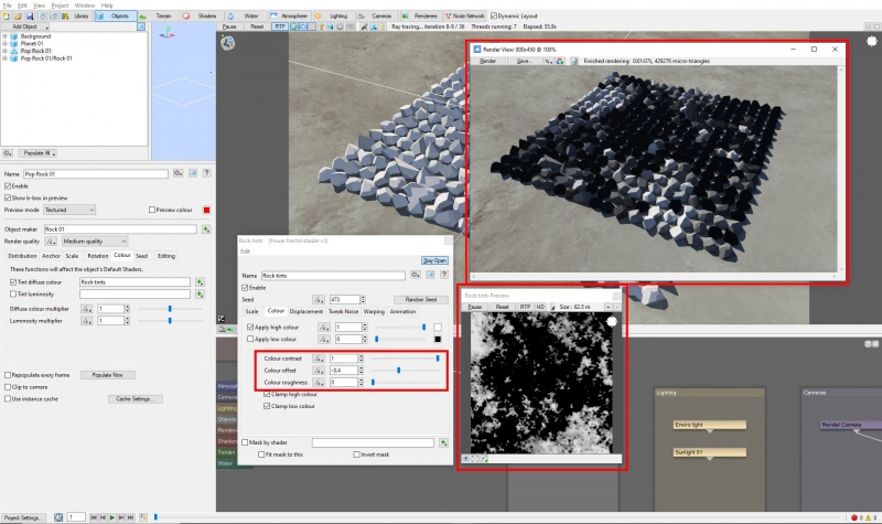 Adjusting the colour paramaters of the power fractal shader.