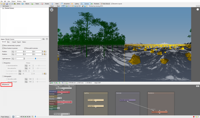 Change the camera type to spherical.