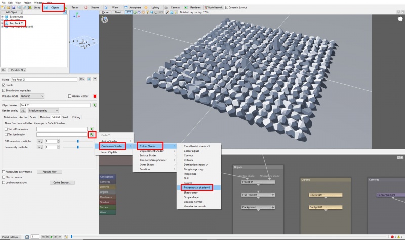 Applying a power fractal shader to the Tint diffuse colour parameter.