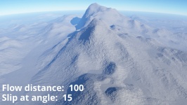 Flow distance = 100, Slip at angle = 15 degrees