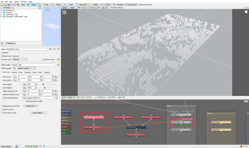 The resulting population using the fractal noise pattern as a mask.