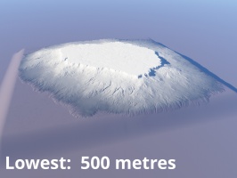 Lowest = 500 metres.