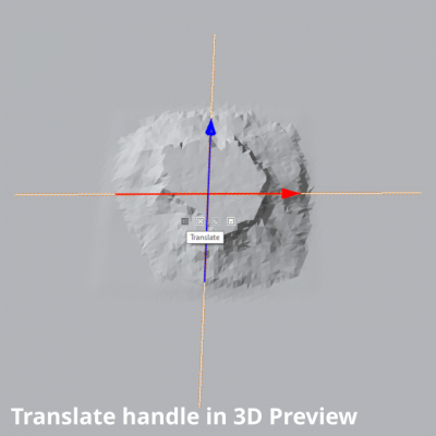 The Translate handles in the 3D Preview pane.