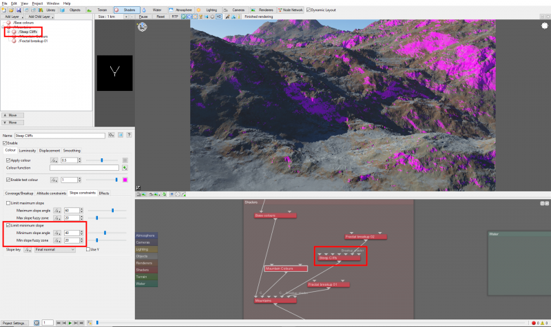 Slope constraints will define where the textures for the Steep Cliffs are located.