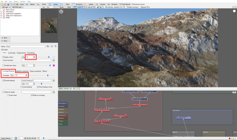 Reduce the opacity of the frost layer via the Coverage value.