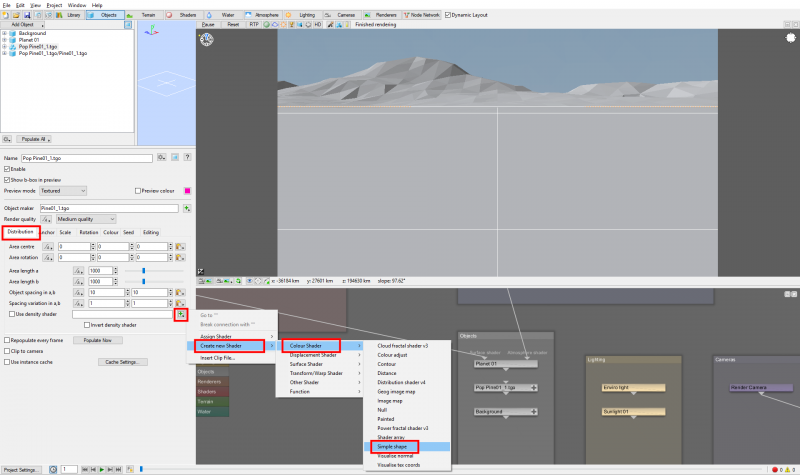 Add a Simple shape shader as the population’s Density shader.