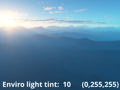 Enviro light = 10, Enviro light tint = Cyan (0,255,255)