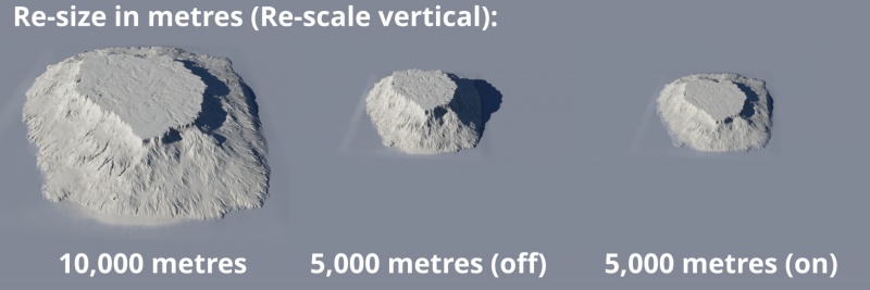 Heightfield resized in metres from 10,000 to 5,000.