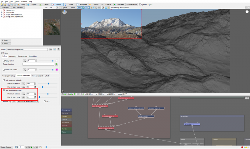 Limit the snow Surface layer via the Altitude constraints.