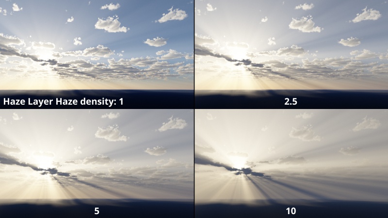 Increasing the Haze density value.