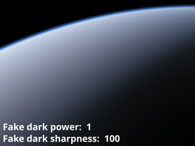 Fake dark power = 1, Fake dark sharpness = 100