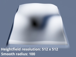 Heightfield resolution 512 x 512.  Smooth radius = 100