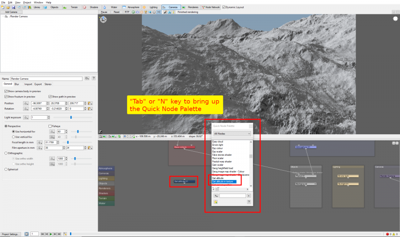 Use the Quick Node Palette to easily add any node to the project.