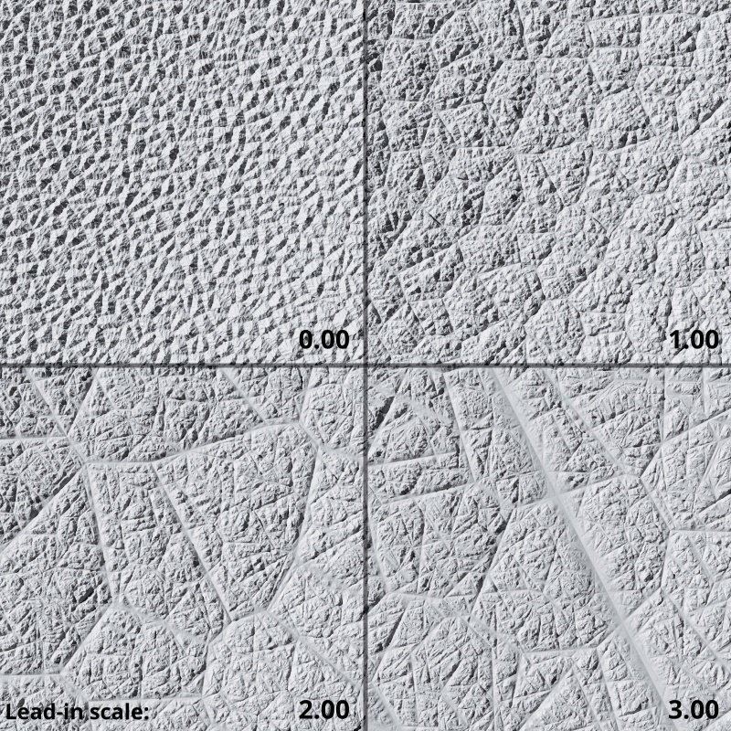 Comparison of Alpine fractal pattern as Lead-in scale is increased.